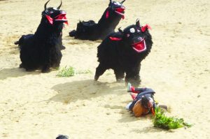 Yak Chham Dance presentation from Sikkim on the second day at the ongoing Hornbill festival 2016 in Naga Heritage village, Kisama.
