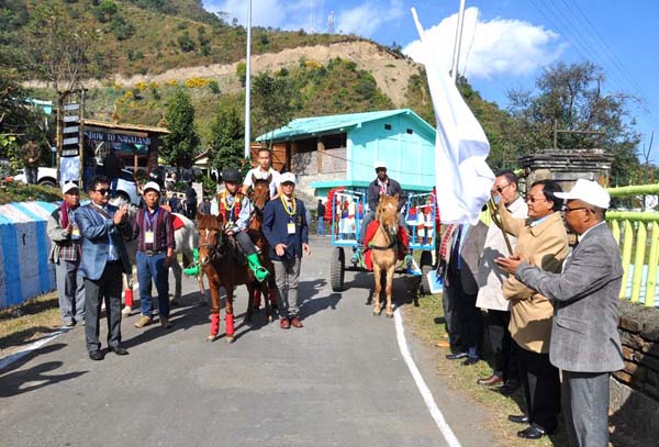 S Chuba Longkumer flagging off the Pony Ride event at Kisama on Thursday.