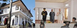 Governor PB Acharya speaking at the inauguration of a new building at Raj Bhavan.