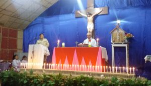 Director of Eden Garden Children’s Home, Rev. Fr. Raymond D’Souza exhorting the members of St. Francis Xavier’s Catholic Church in Kidima village on the occasion of thanksgiving programme on December 31.