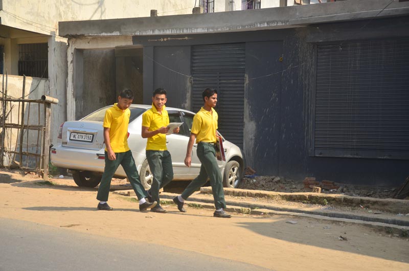 Students on way to their examination centre in Dimapur on Wednesday. February 15. 