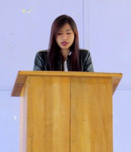 A student of Bailey Baptist College, in Wokha town, speaks during the assessment.