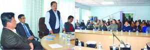 Parliamentary Secretary, Tovihoto speaking at his felicitation programme at Economics & Statistics Department Kohima on February 28.