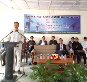Toyang Changkong Chang launching the Solar Street Light at Jalukie Town on 25th March 2017.