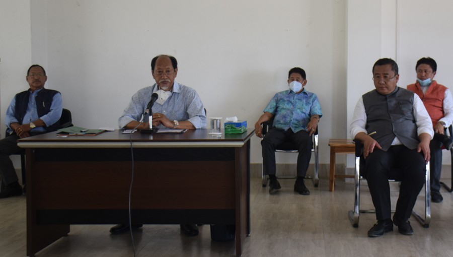 Neiphiu Rio during a meeting in Dimapur on Tuesday.