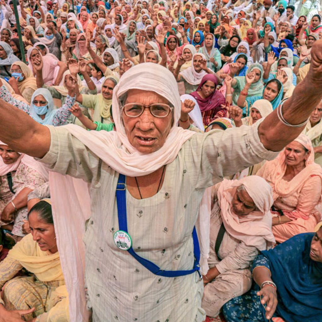 Indian farmers during the Bharat Bandh