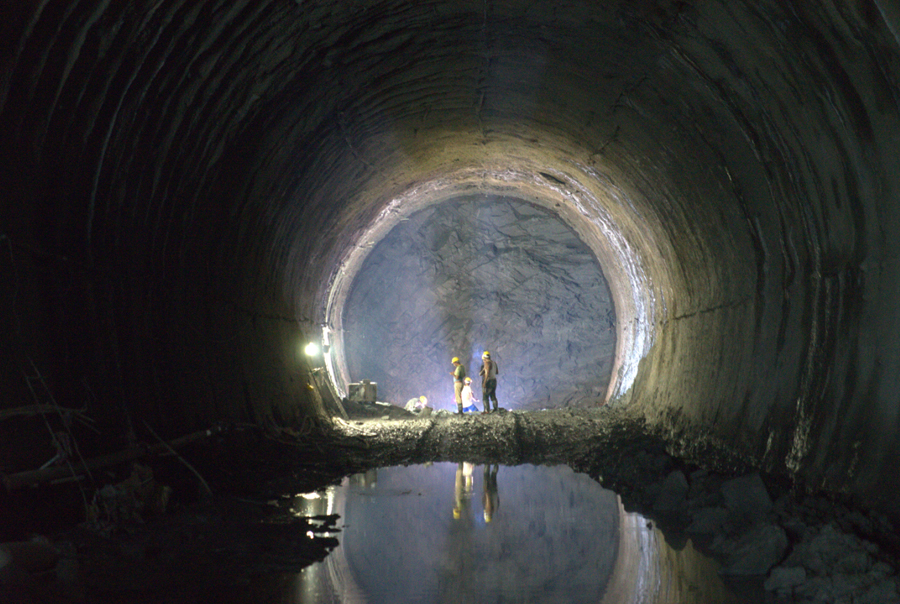 Workers drilling a tunnel for Dimapur-Zubza railway line