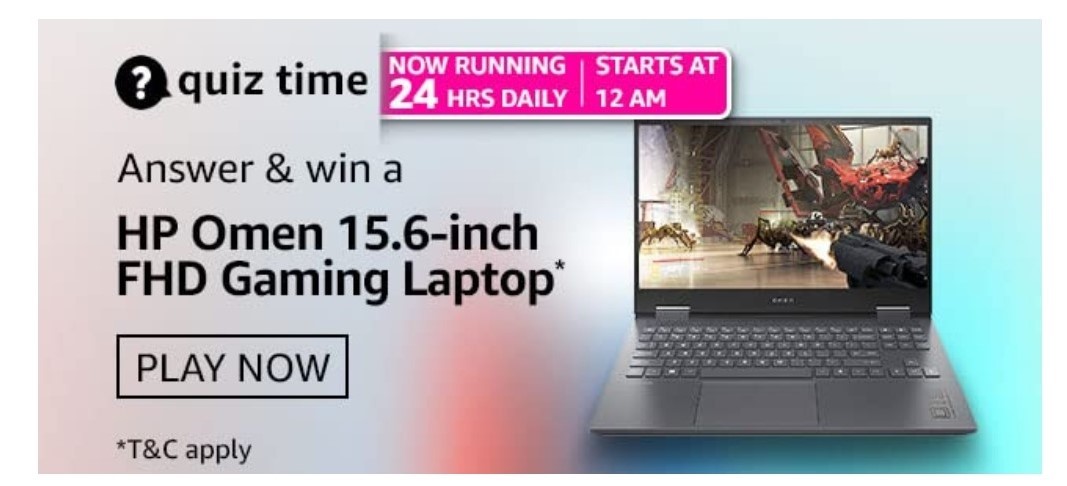Amazon HP Omen gaming laptop quiz banner ad