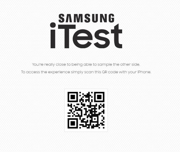 Samsung iTest landing page