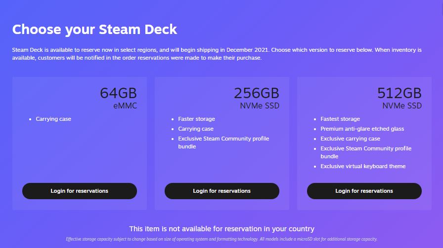 Steam Deck pre-order page