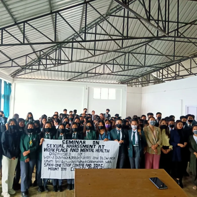 Resource persons and organisers of the programme with students of Mount Tiyi College in Wokha on April 1.