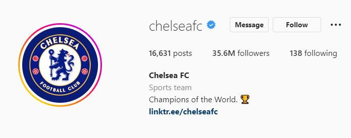 Chelsea FC blue tick instagram verified