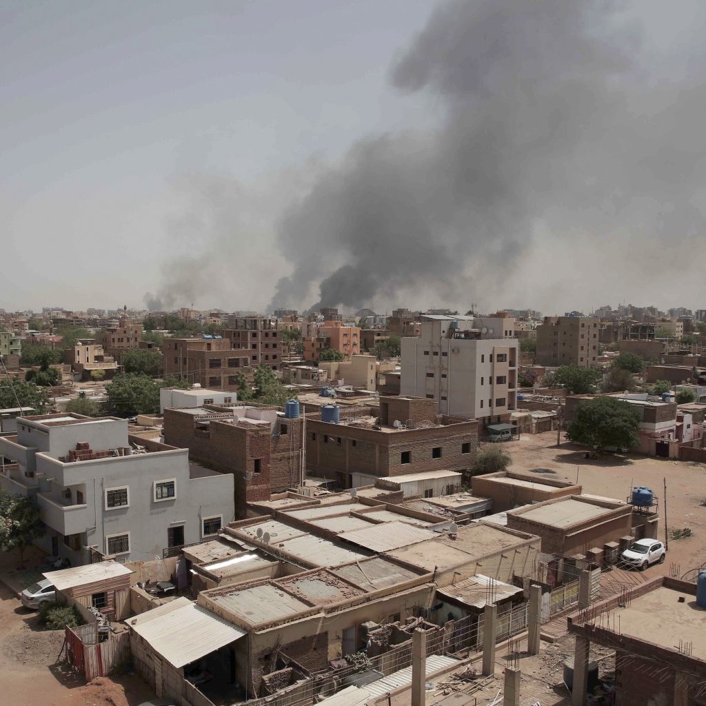 Smoke is seen rising from Khartoum's skyline, Sudan