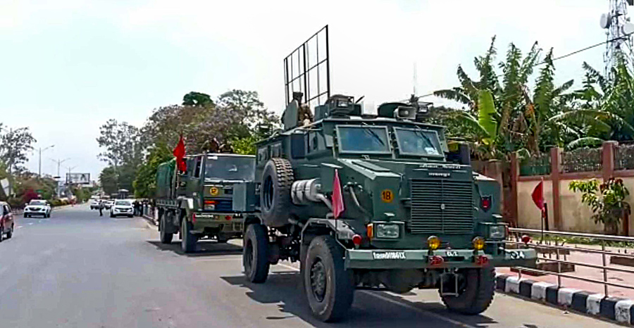 Army flag march in Imphal