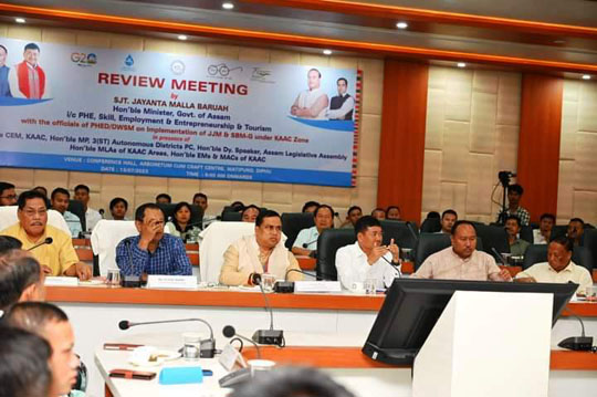 PHED Minister at the review meeting in Diphu