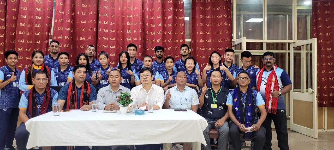 Nagaland YRS officials fete Sepaktakraw India teams