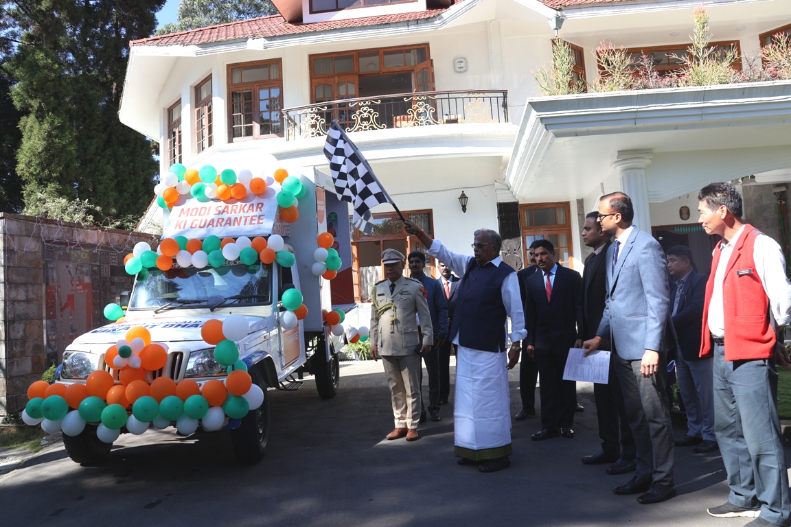 Governor La Ganesan flags-off IEC van in Kohima