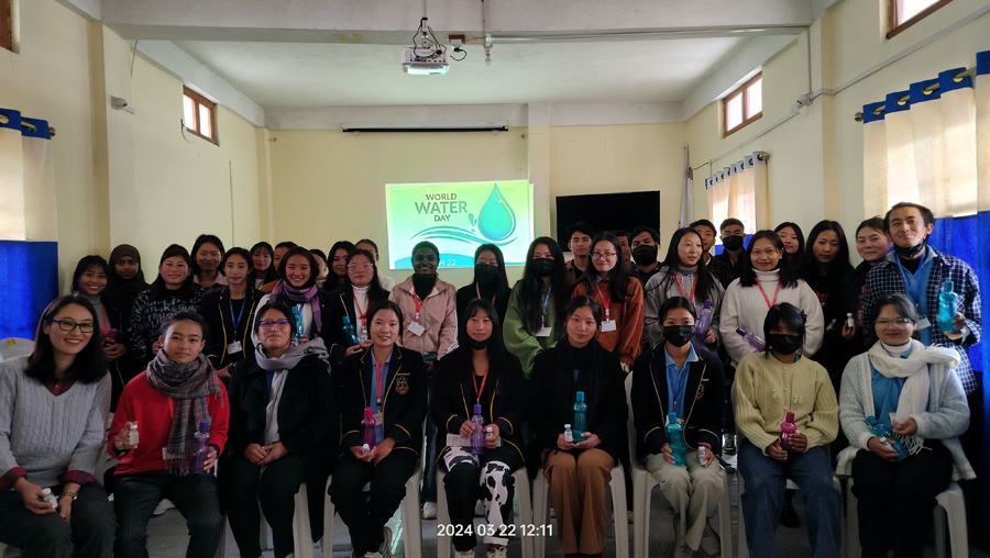 Members of Jal Shakti Committee of Sao Chang College during the observance of World Water Day 2024, on Friday.